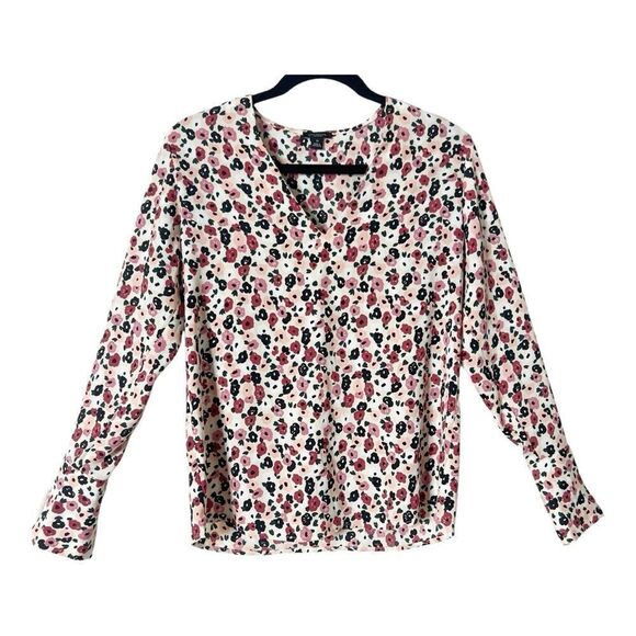 Ann Taylor Factory Long Sleeve V Neck Floral Blouse Size Extra Small - Picture 1 of 6